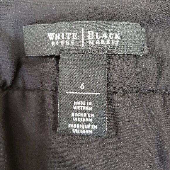 WHBM | Classic Black Mesh Side Panel Cotton Stretch Work Pencil Skirt Women's 6 - Picture 7 of 8